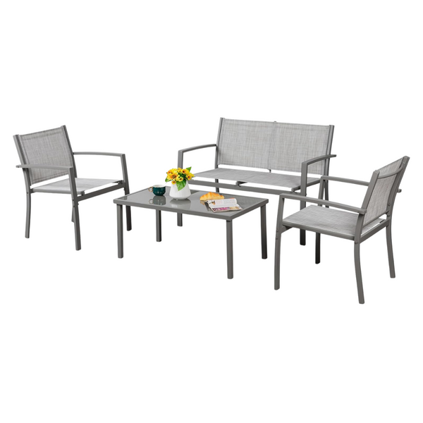 4-Piece Shintenchi Textile Fabric Patio Conversation Set