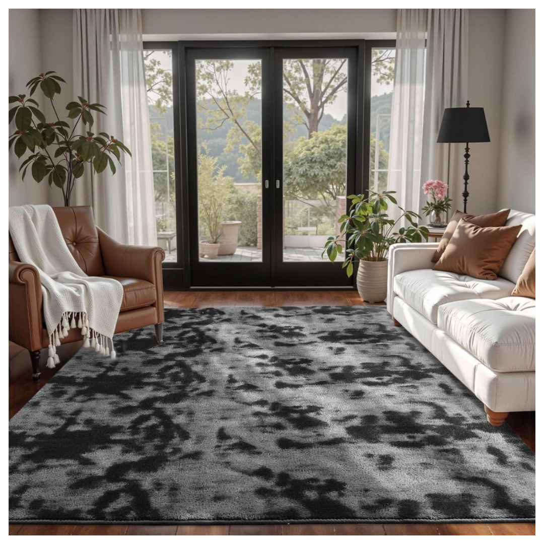 4'x6' Soft Tie-Dyed Dark Thicken Memory Foam Large Rug