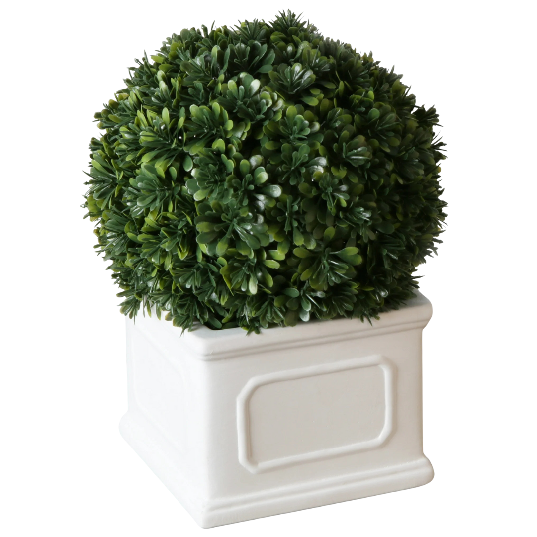 Better Homes & Gardens 9" Artificial Boxwood Plant In White Planter Box