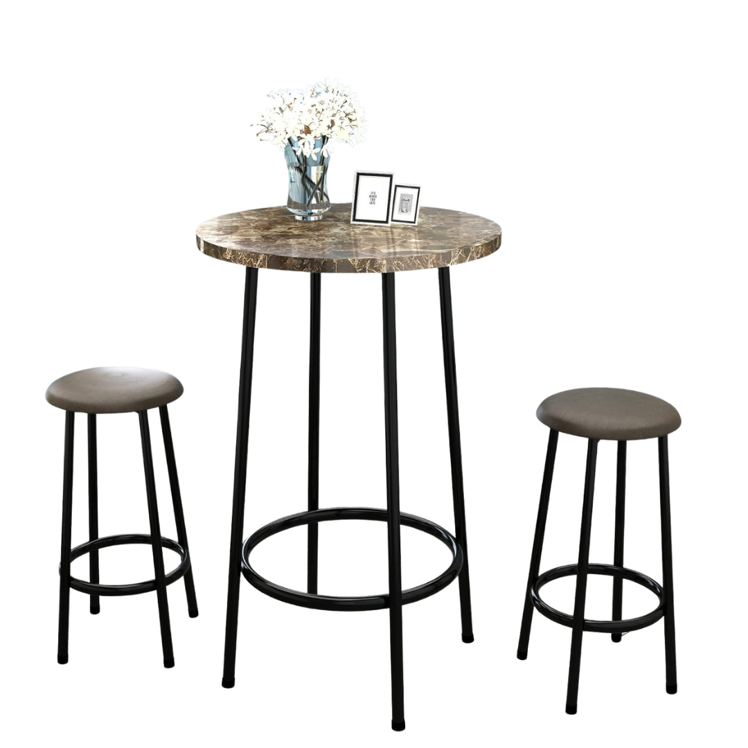 3-Piece Awqm Modern Round Pub Bar Table Set
