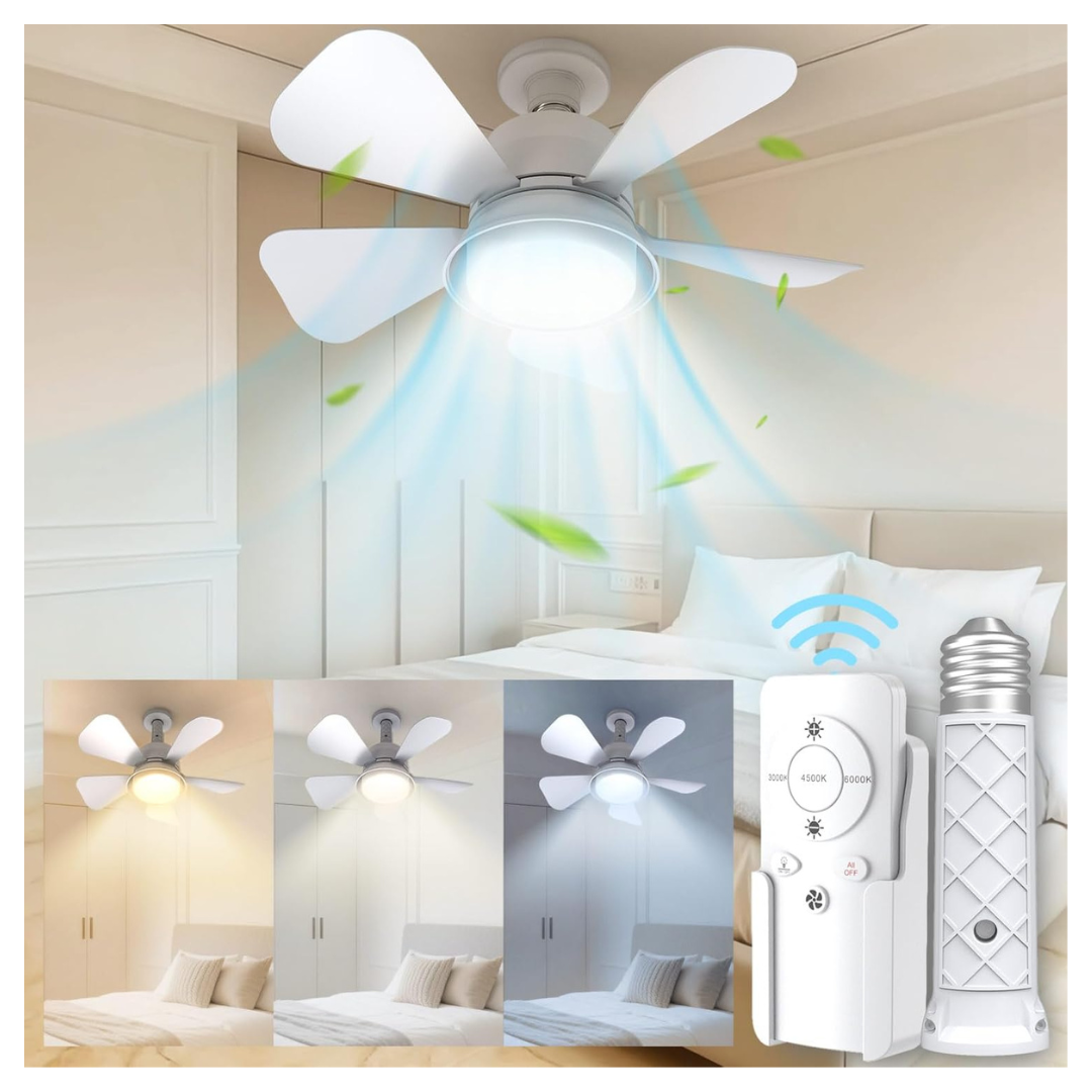 Warwars Easy Install Ceiling Fan With Remote & Light