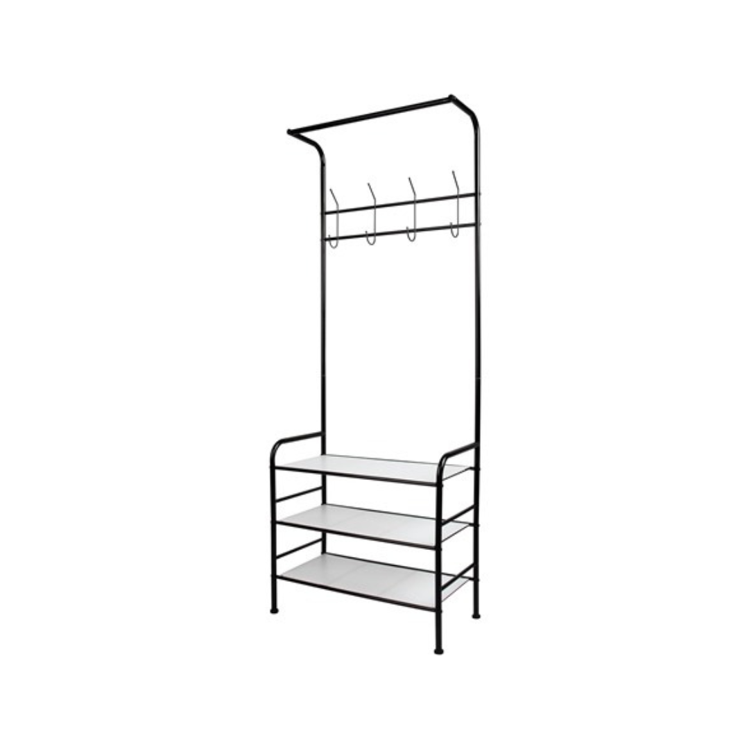 Mind Reader Freestanding Coat & Shoe Rack W/ Hooks