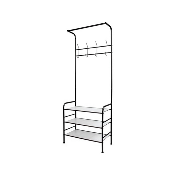 Mind Reader Freestanding Coat & Shoe Rack W/ Hooks
