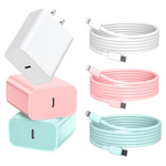 3-Pack USB-C Wall Charger With 3-Pack 6 ft. Cables