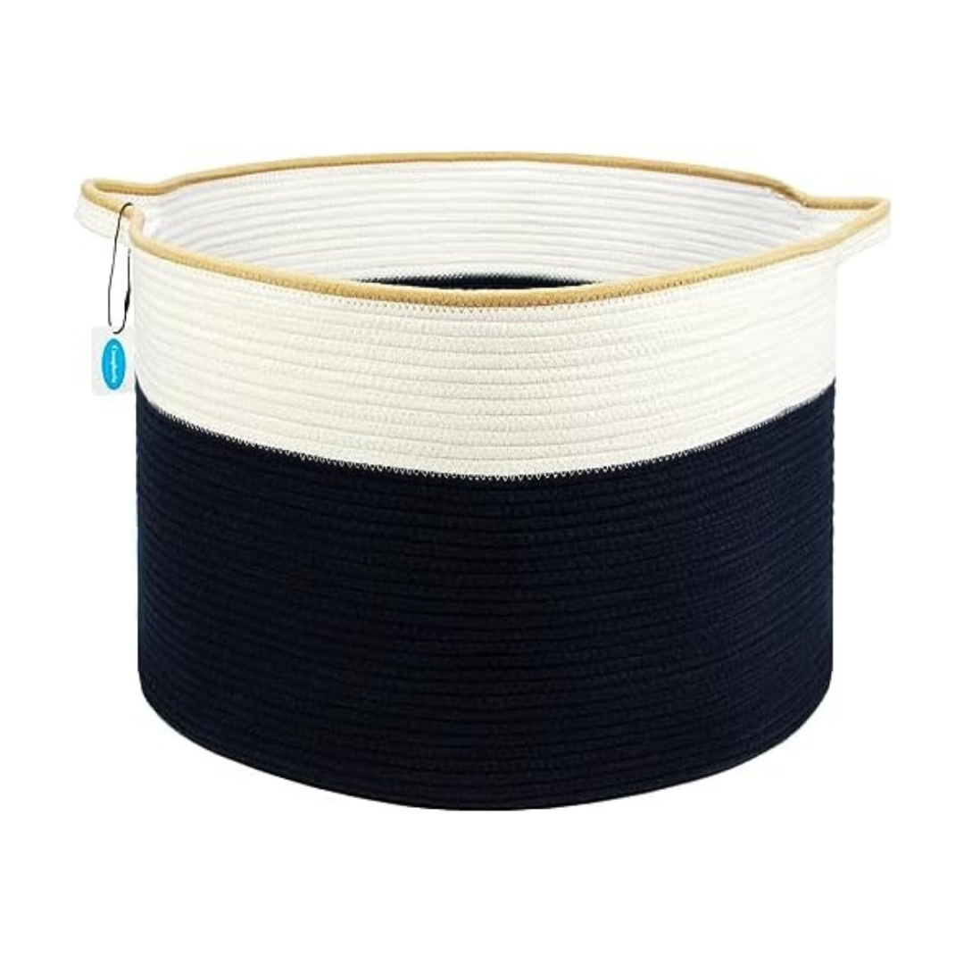 Casaphoria Large Woven Cotton Rope Storage Basket (21.7 x 21.7 x 13.8)