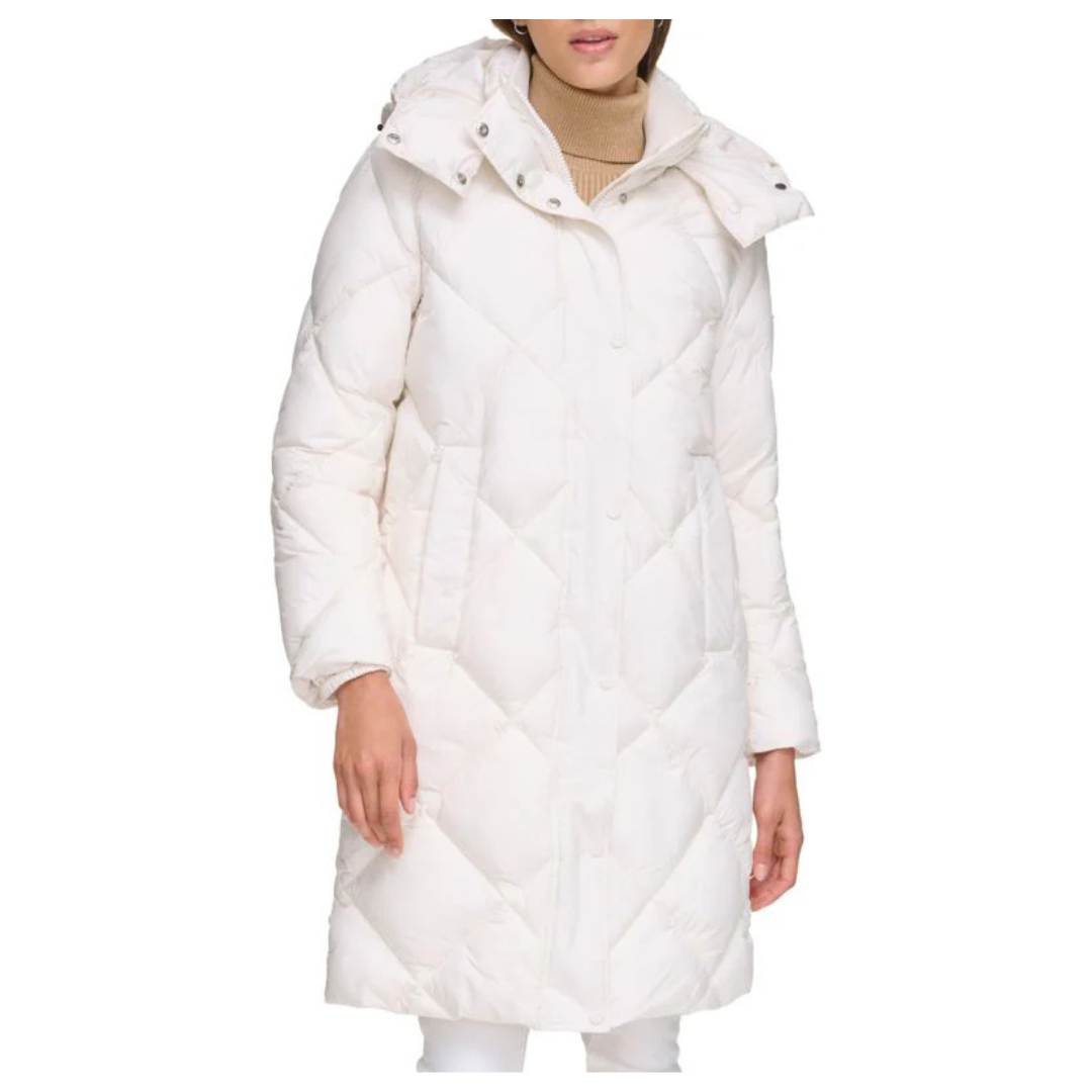 DKNY Women's Diamond Quilted Long Puffer Coat