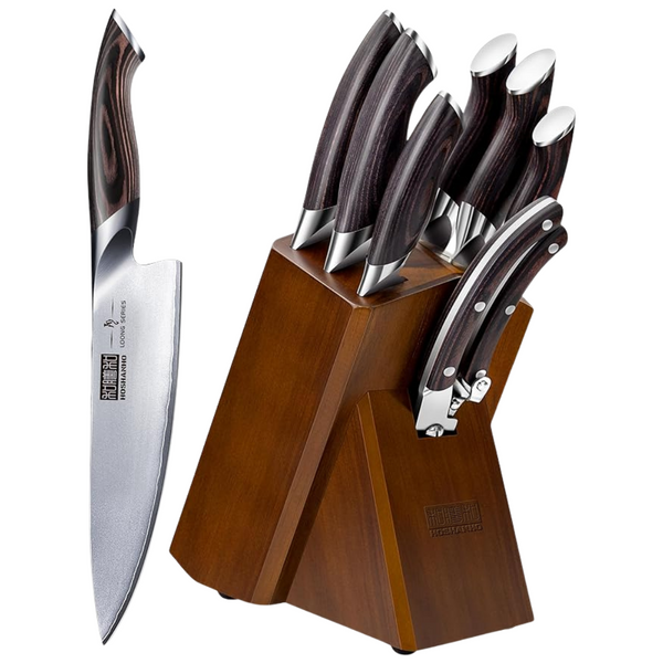 8-Piece Japanese High Carbon Super Steel Knife Sets W/ Block
