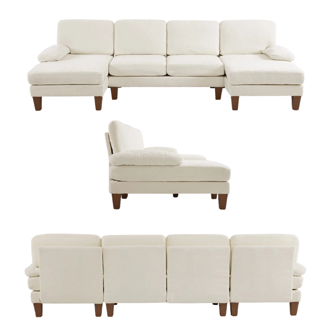 Ktaxon 111" Chenille U-Shaped Sectional Sofa With Double Chaise