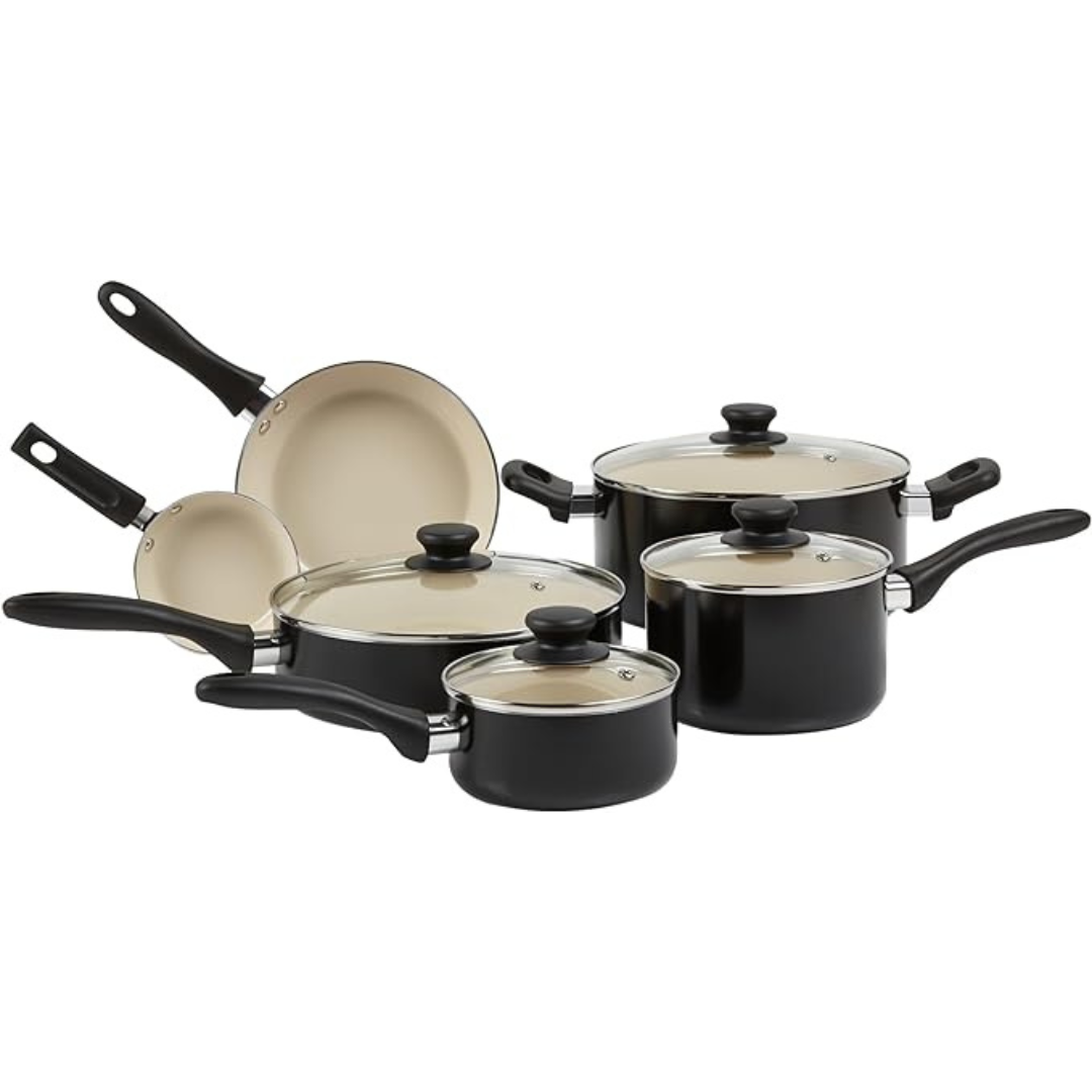 11-Piece Amazon Basics Ceramic Nonstick Pots and Pans Set