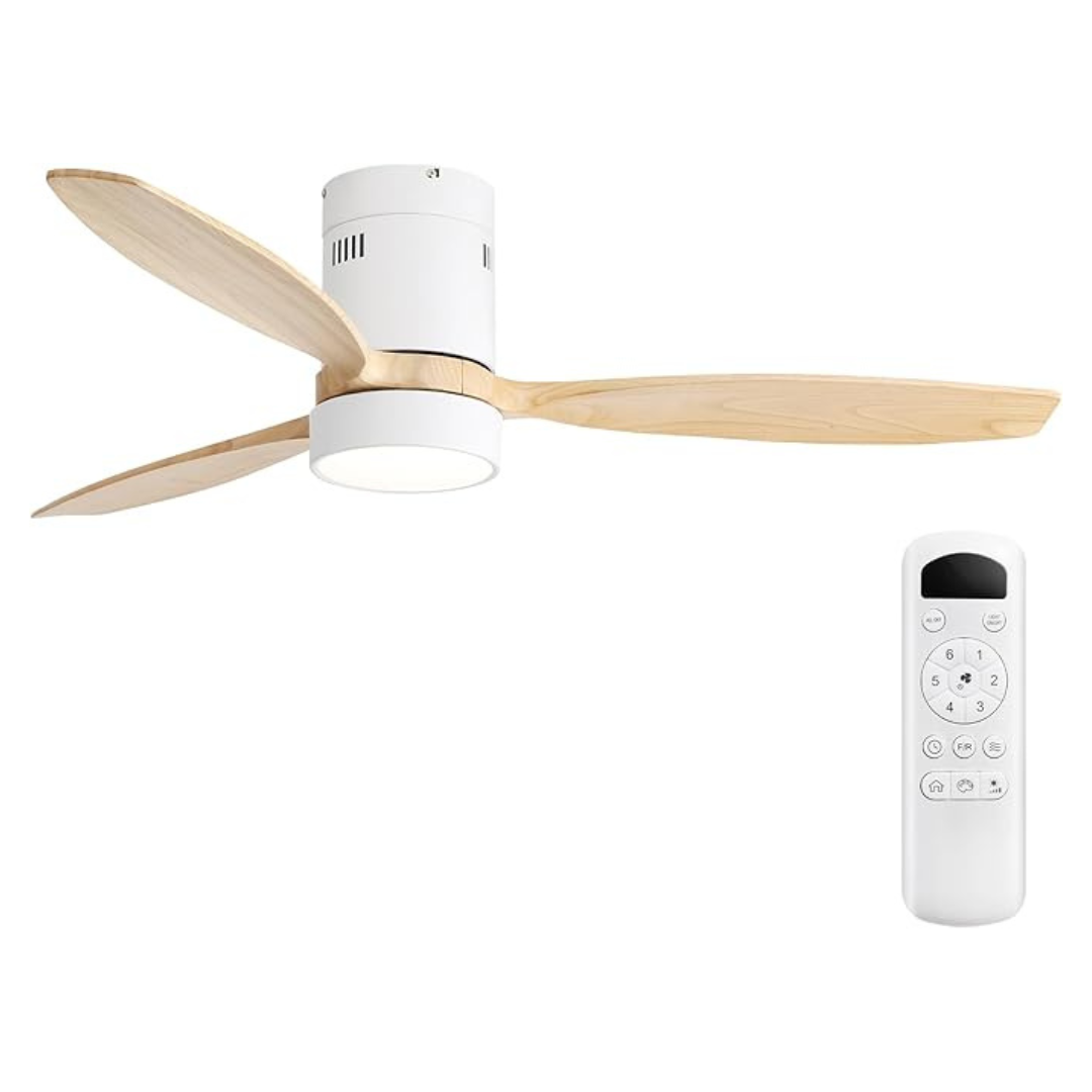 Sofucor 52" LED Wood White Ceiling Fan