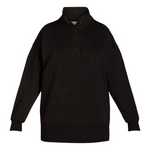 Time & Tru Women's Mock Neck Sweatshirt with Button Placket