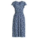 Time and Tru Women's Smocked Waist Midi Dress with Short Sleeves