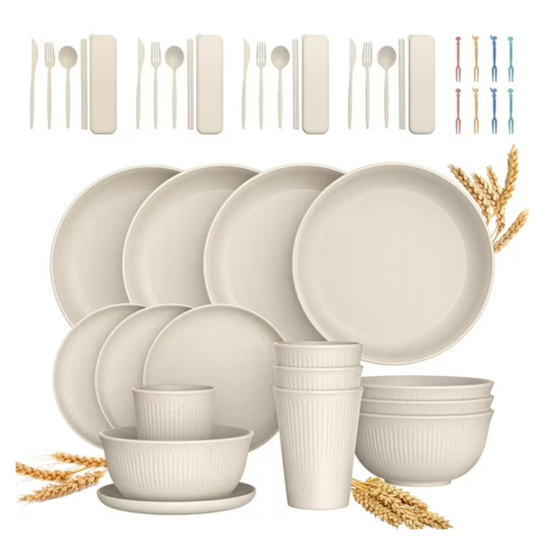 48-Piece Gped Wheat Straw Dinnerware Set (Set for 4)