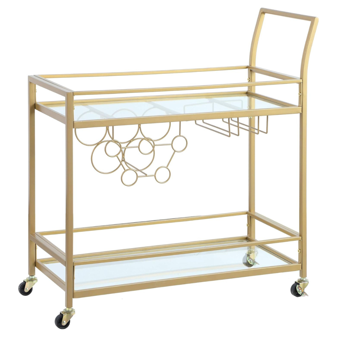FirsTime & Co. Gold 2-Tier Mobile Francesca Mini Bar Cart