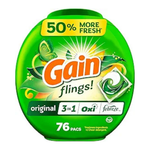 4-Pack of 76-Count Gain flings Laundry Detergent Soap Pacs (Original)