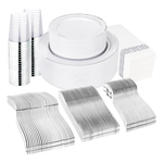 400-Piece Supernal Silver Plastic Dinnerware Set