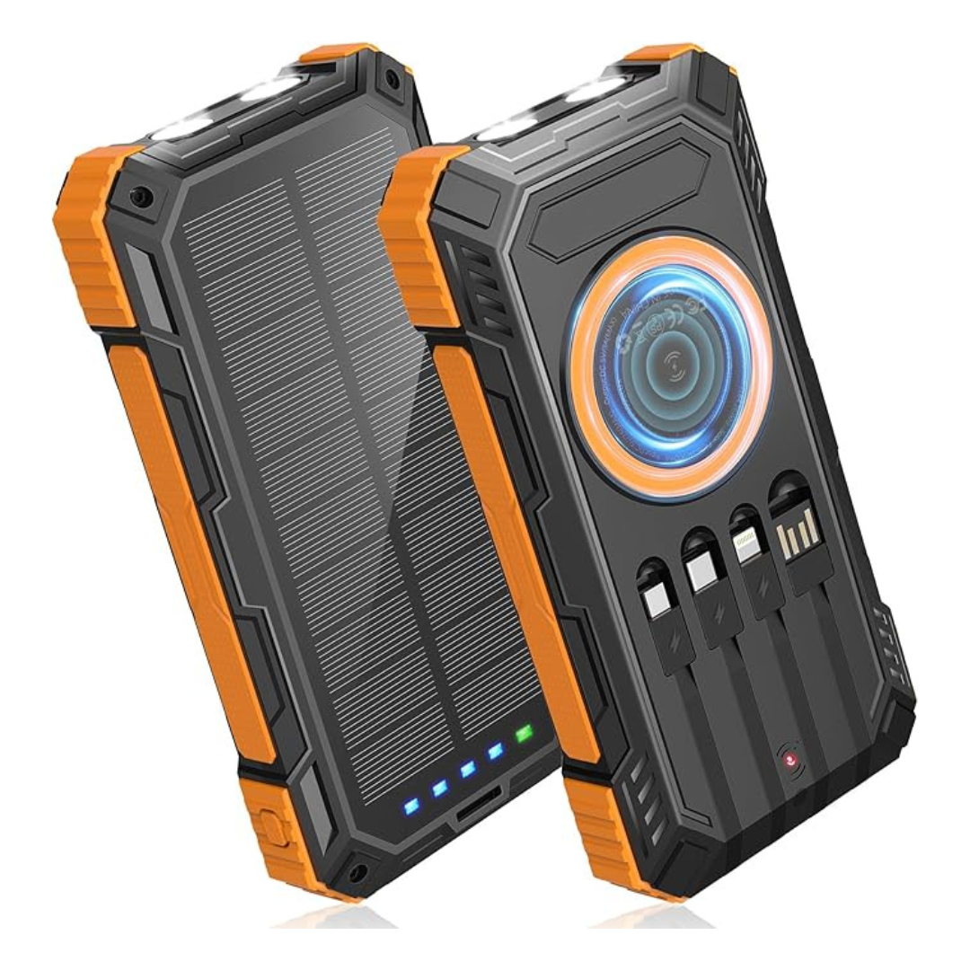 49800mAh 22.5W Portable Solar Power Bank With 4 Built-In Cable (2 Colors)