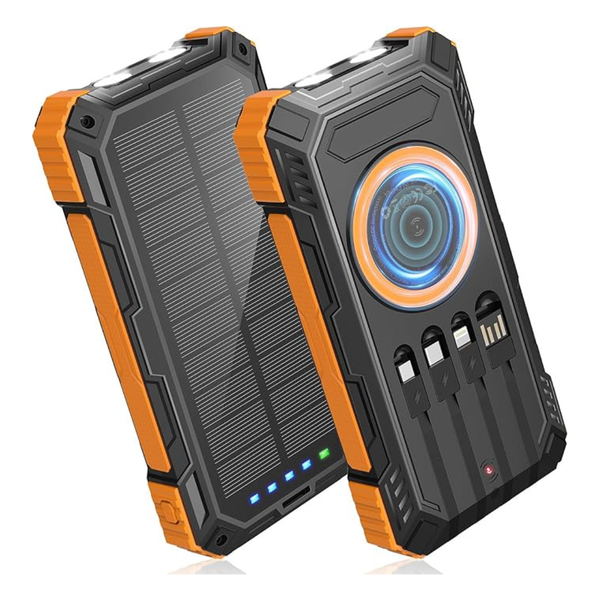 49800mAh 22.5W Portable Solar Power Bank With 4 Built-In Cable (2 Colors)