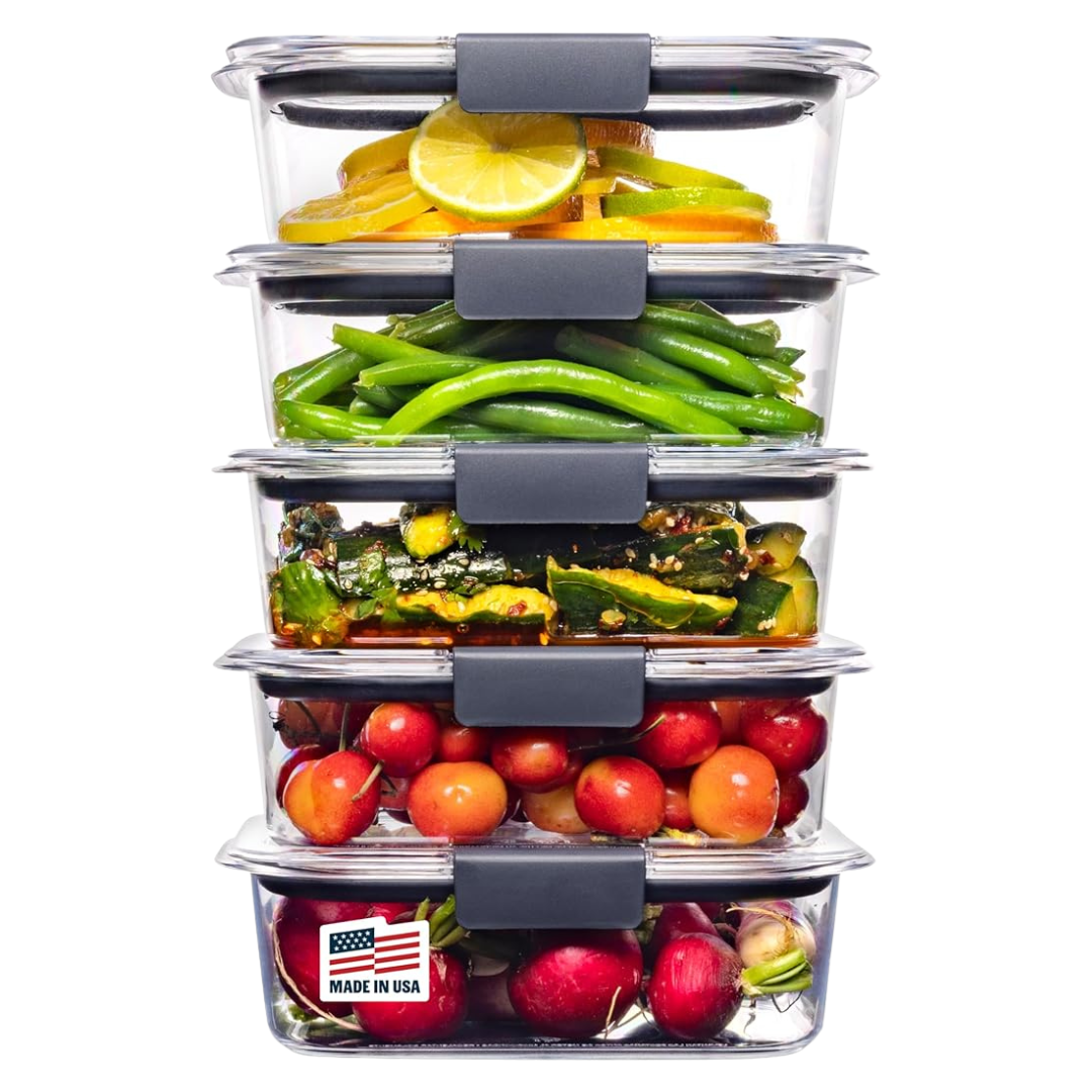 Set Of 5 Rubbermaid Brilliance Food Storage Containers (3.2 Cup)