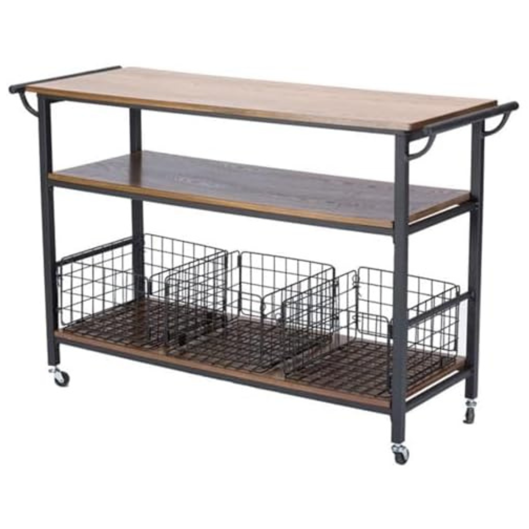 Baxton Studio Lancashire Wood And Metal Kitchen Cart
