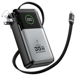 10000mAh Move Speed 35W Portable Charger W/ Built-In Cable & Wall Plug