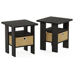 Set Of 2 Furinno Andrey Wood End Table With Bin Drawer