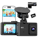 Wanlipo 4K Front & 1080p Rear Dual Dash Cam With 64GB Card