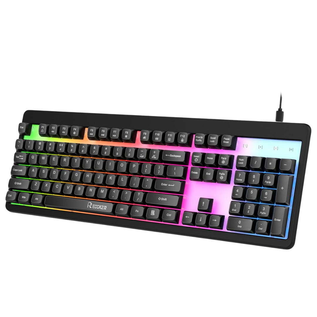 104 Keys Full Size Rainbow LED Backlit Gaming Keyboard