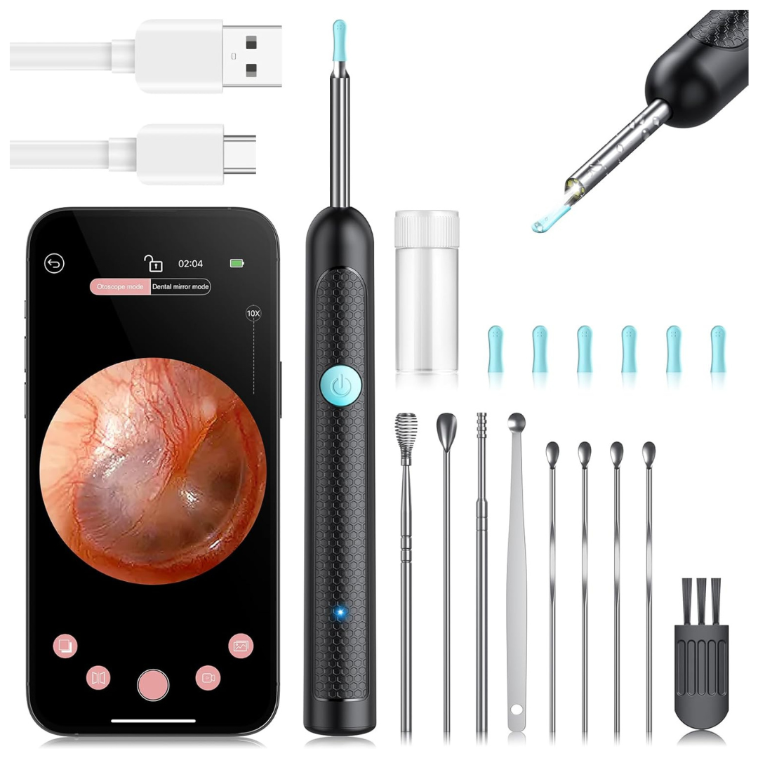 8-Piece Ear Canal Cleaner With 1296p Camera And 6 LED Lights