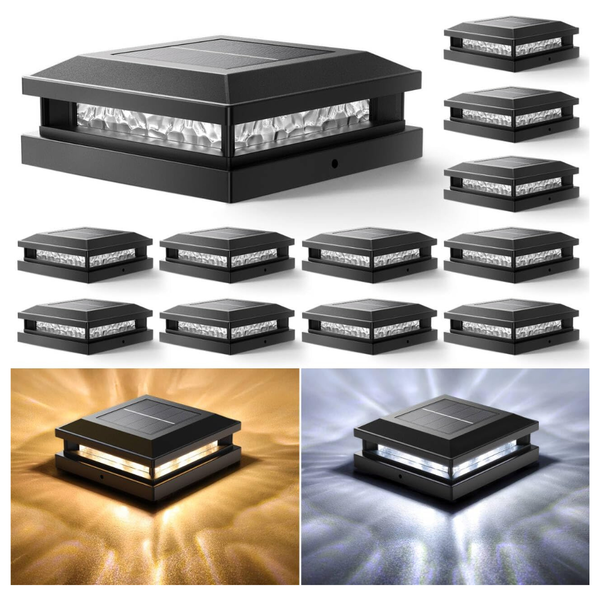 12-Pack Upgraded Outdoor Solar Post Cap Lights