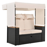 Dark Brown Wicker Outdoor Chaise Lounge Daybed With Canopy