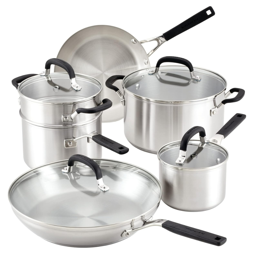 10-Piece KitchenAid Stainless Steel Cookware/Pots And Pans Set