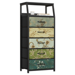 Furnulem Retro 5 Drawers Fabric Storage Dresser (4 Colors)