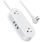 2 Outlet Plug Strip Charging Station With 3 USB Ports