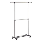 Honey-Can-Do 30 lbs Adjustable Rolling Metal Double Clothes Rack