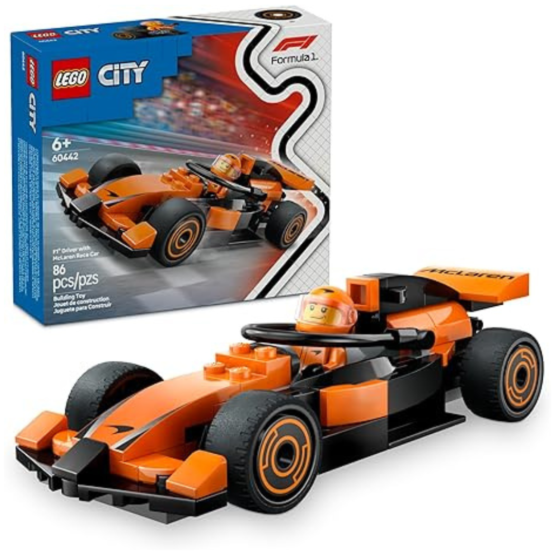86-Pieces LEGO City F1 Driver w/ McLaren Race Car Toy Set (60442)