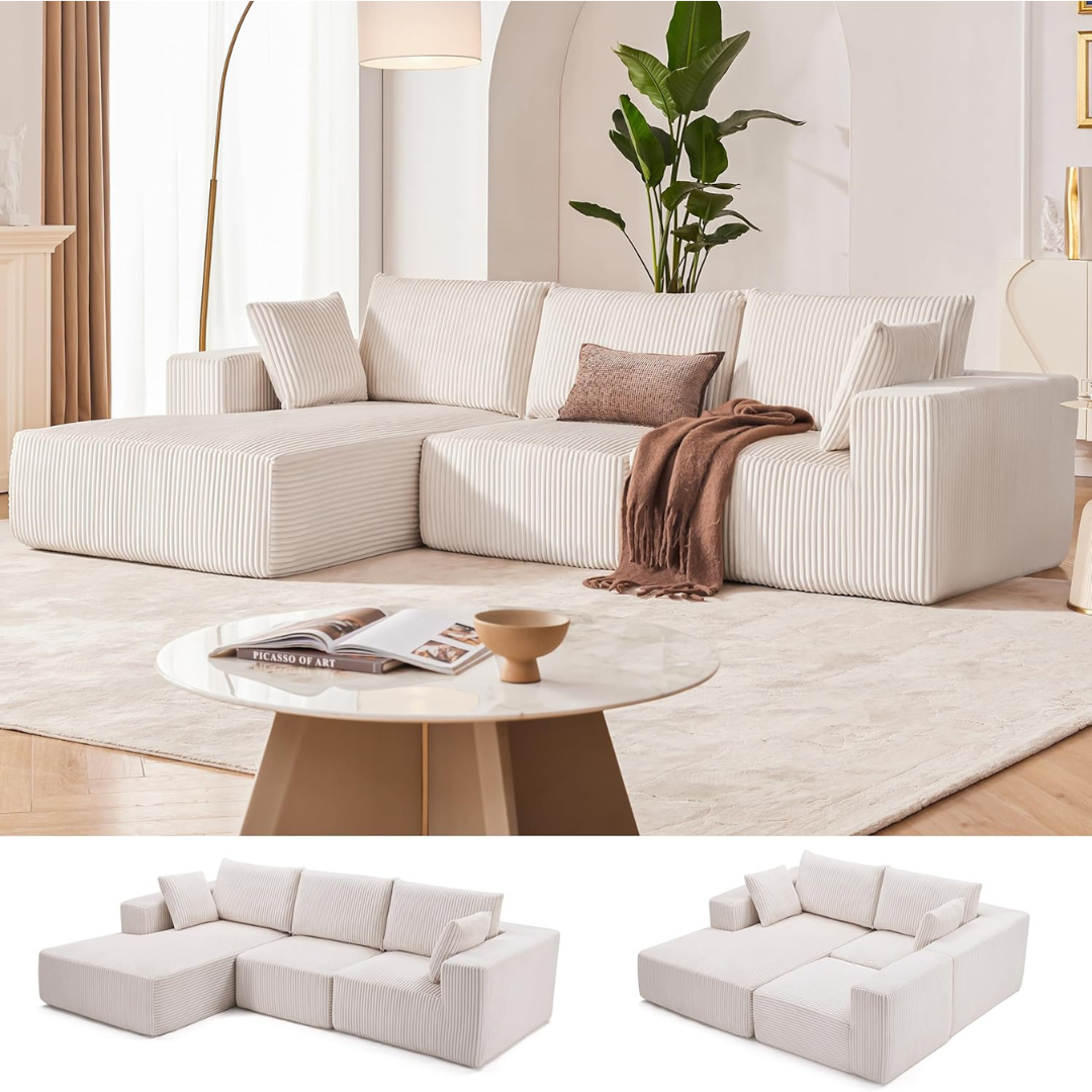 Modern L-Shape 108" Modular Sectional Sofa with Deep Seat
