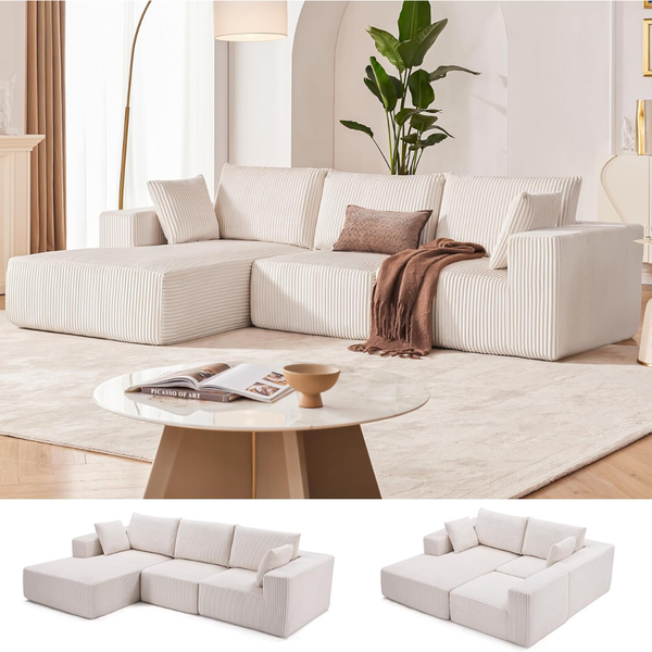 Modern L-Shape 108" Modular Sectional Sofa with Deep Seat