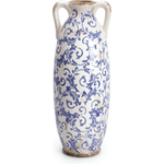 11 Tall Ceramic Blue and White Floor Vase