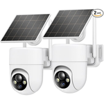 2-Pack 2K Wireless Solar Outdoor Security Cameras with 360 deg View