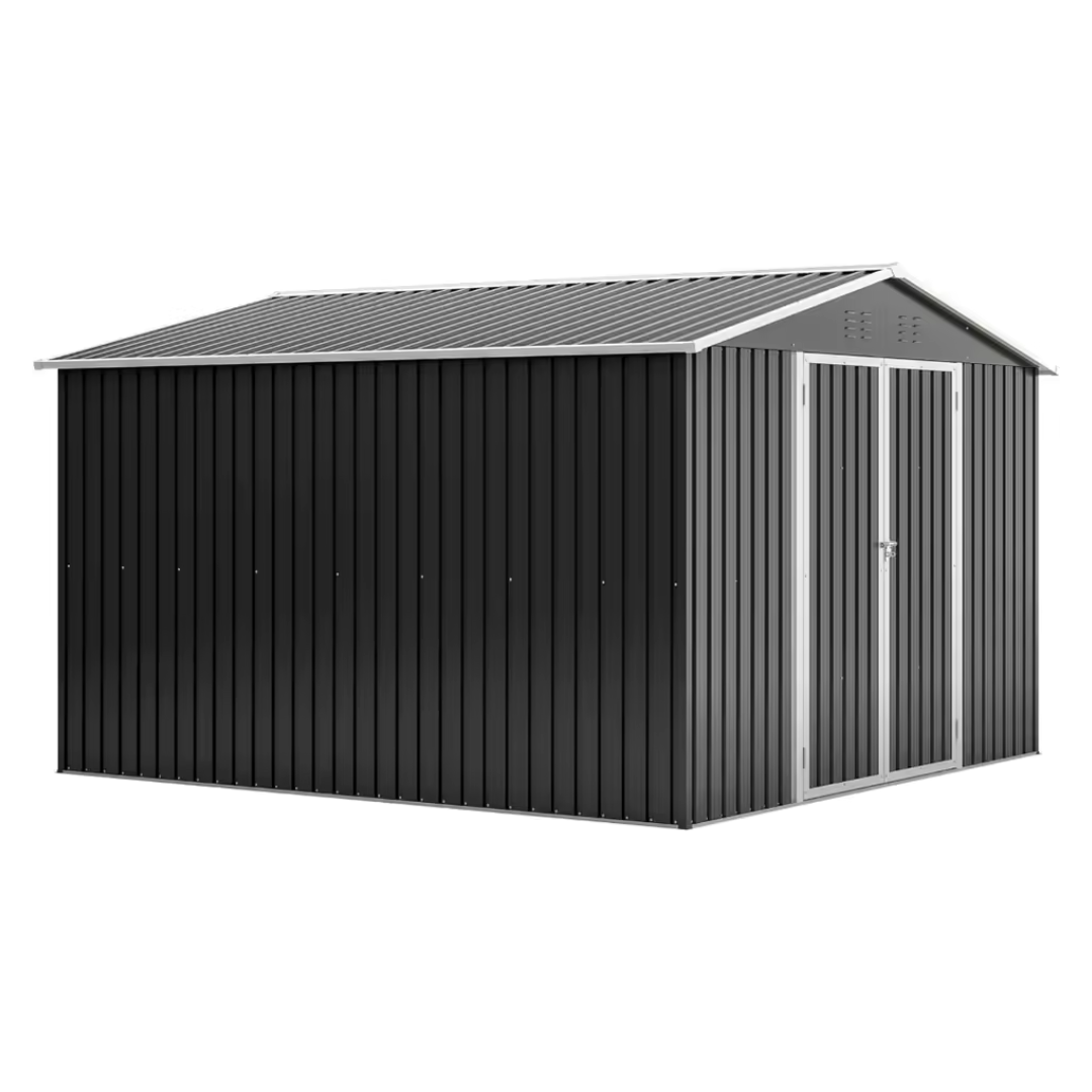 10ft x 12ft Heavy Duty Outdoor Storage Sheds (White/Coffee)
