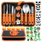 39-Piece Pumpkin Carving Kit With Halloween Stickers & Candles