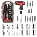 27 Pcs Amazon Basics T-Handle Ratchet Wrench And Screwdriver Set