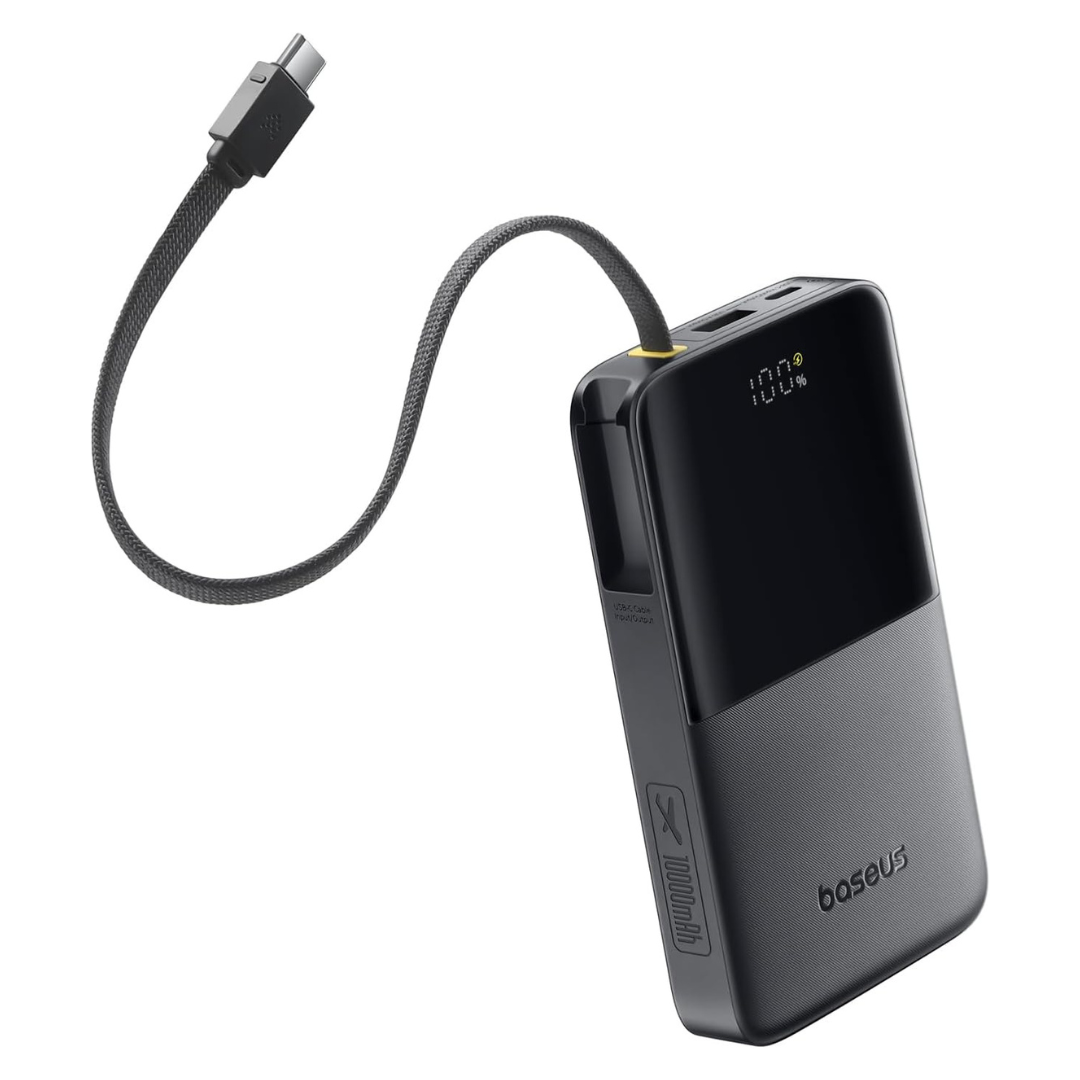 10000mAh Baseus 22.5W PD Power Bank With Built-in USB-C Braided Cable