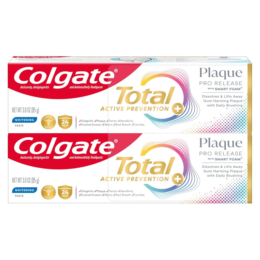 2-Pack Colgate Total Plaque Pro Release Whitening Toothpaste, 3 oz Tube