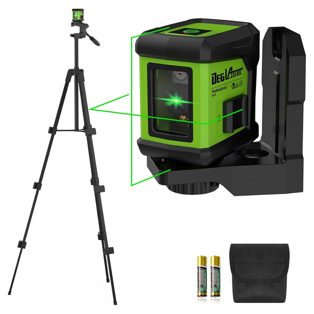 DegLasers Green Cross Self-Leveling Laser Level W/ Tripod