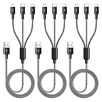 3-Pack 3-in-1 Braided Multiple Charging Cable