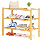 3-Tier Wooden Stackable Free Standing Sturdy Shoe Shelf