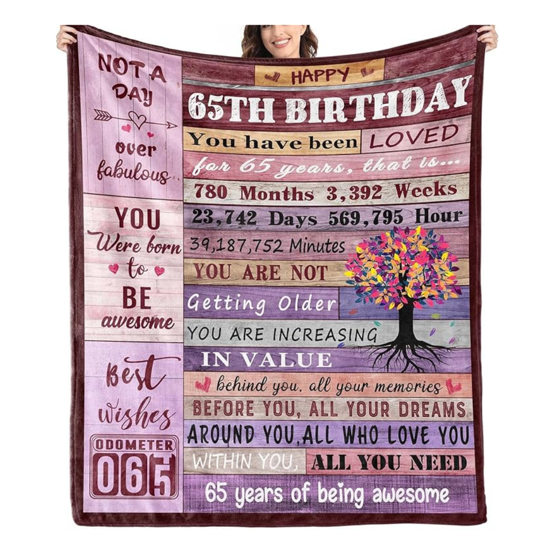Givetoyou 65th Birthday Cozy Throw Blanket Gift (60" x 50")