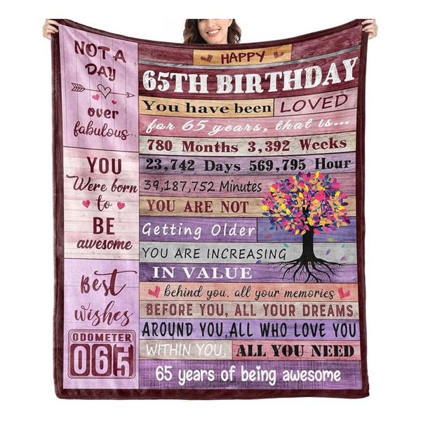 Givetoyou 65th Birthday Cozy Throw Blanket Gift (60" x 50")